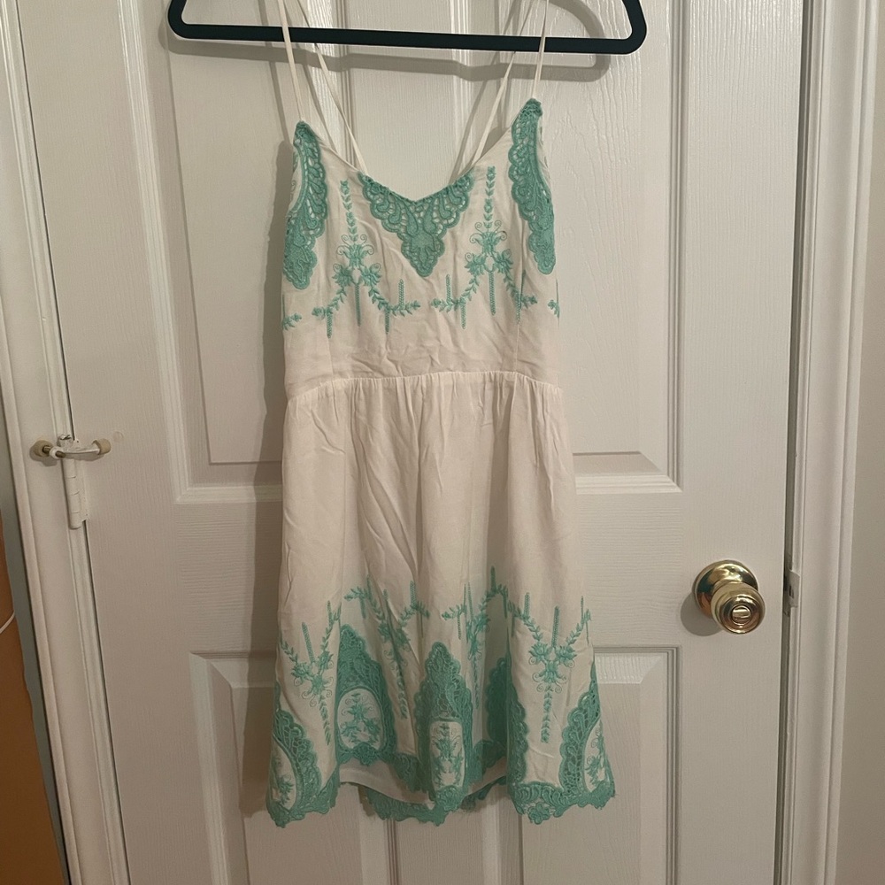 Tea n Cup aqua and white dress